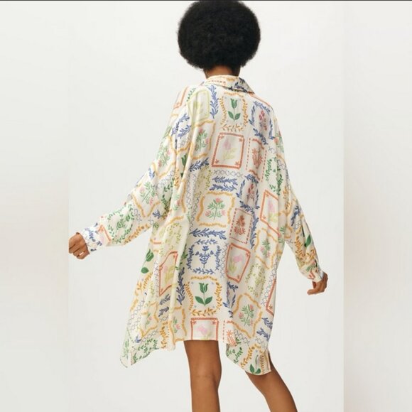 NWT Anthropologie Corey Lynn Calter Long-Sleeve Printed Mini Shirt Dress - Picture 2 of 5